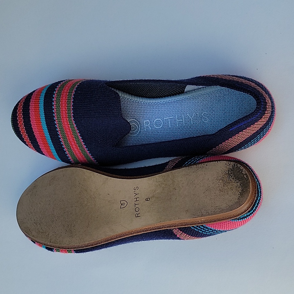 Rothy's  Navy Ribbon Striped Loafers Sz: 6 - Picture 8 of 10